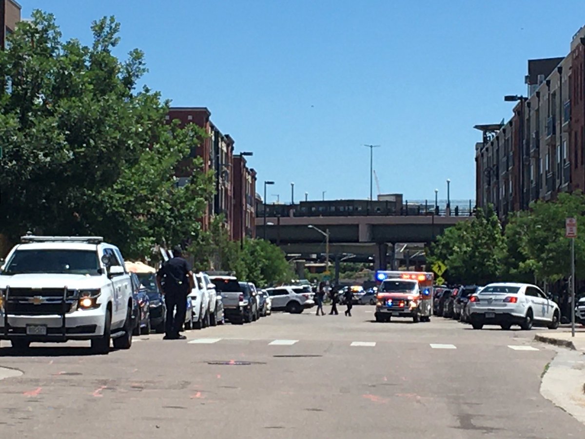 Here's another picture of the shooting scene in the 2900 block of N. Huron. near Denver's Ballpark Neighborhood. Two people have been shot and police are looking for a suspect. 