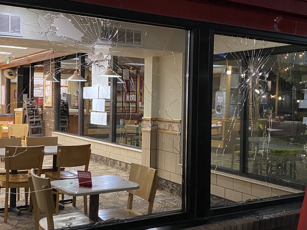 The Wendy's at Emerson & Colfax in Denver also has some broken windows