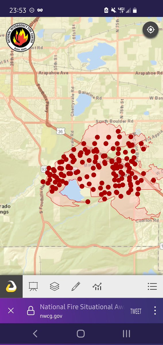 Fire boundaries the MarshallFire jumped over 93 right around Marshall mesa trailhead. All if you're in south boulder be safe