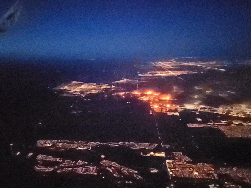 Another video taken from a plane showing wind-driven fires burning southeast of Boulder this evening