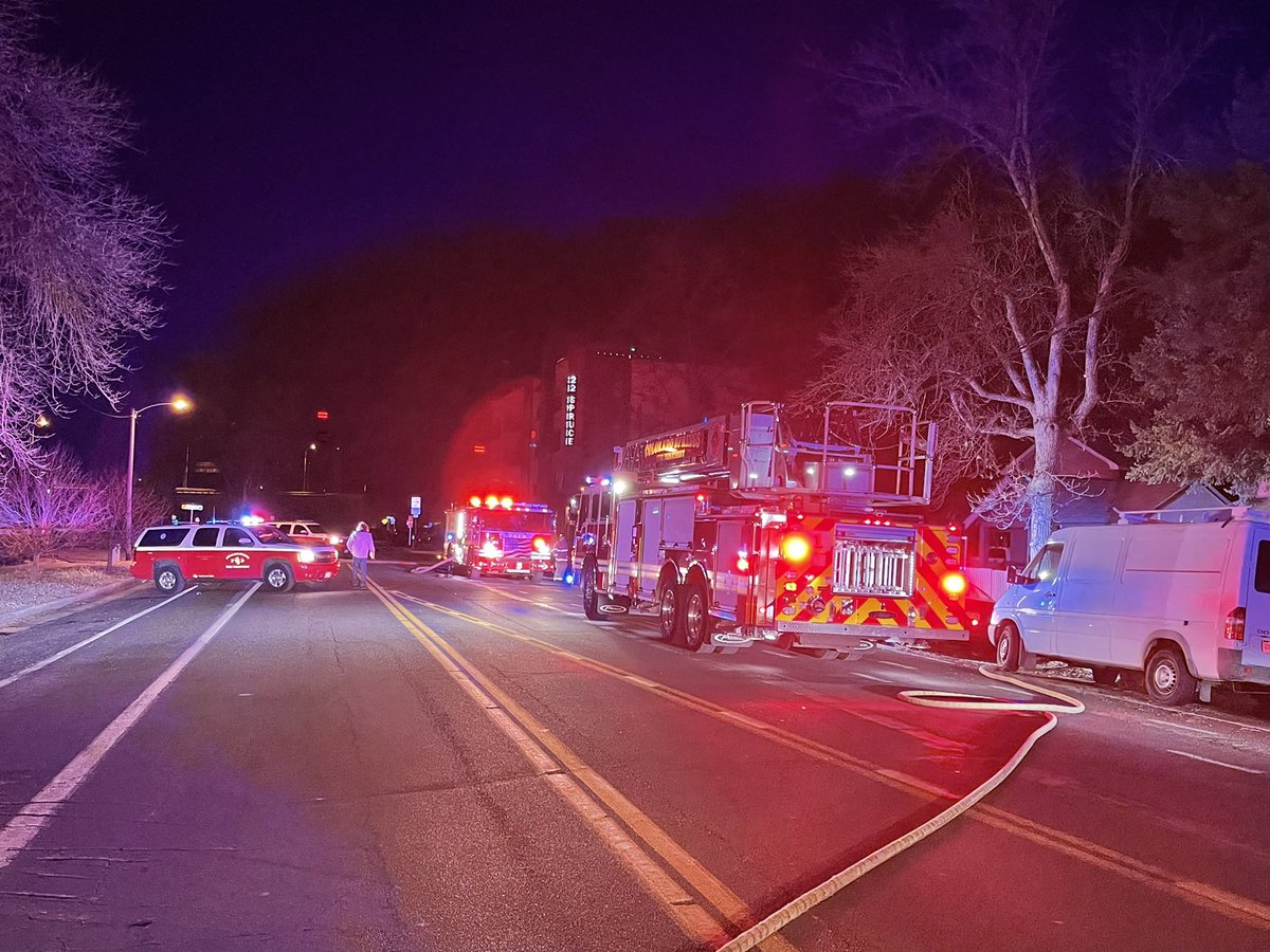 ColoradoSpringsFire crews have made access to the basement fire on Spruce and are working on fire attack