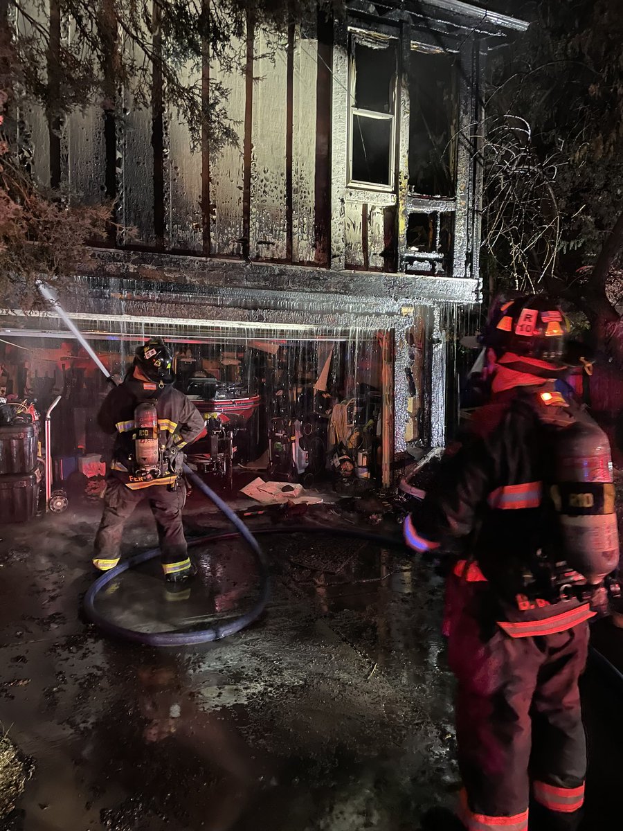 WMFR on scene of a structure fire in the 4400 block of S. Van Gordon Way. Fire started on outside of home, moved up the front into one bedroom. Significant damage to exterior & bedroom, family &amp; two dogs escaped before crews arrived. No injuries. Cause is under investigation