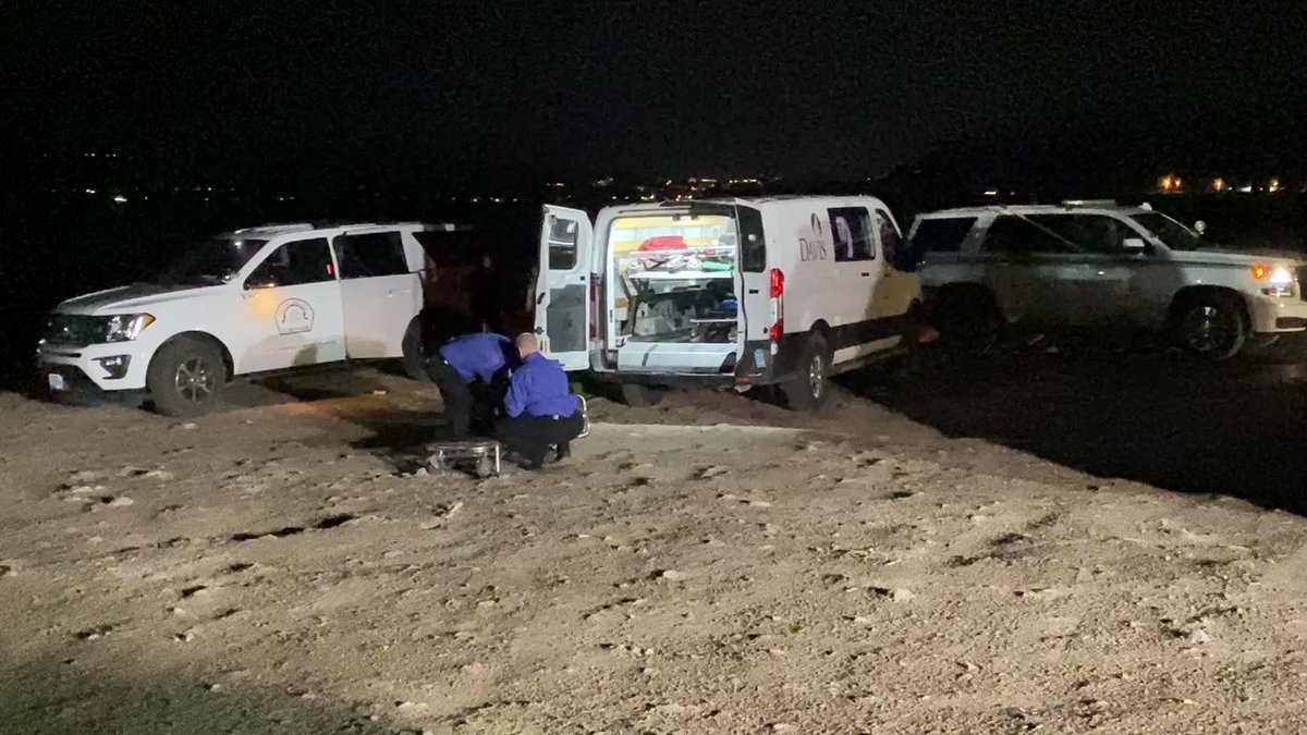 Coroner and medical personnel loading up the human remains found at Lake Mead today. The third set of human remains discovered since May 1. First was the body in a barrel, then remains half buried, and now these. All of them appear to have been discovered due to receding waters