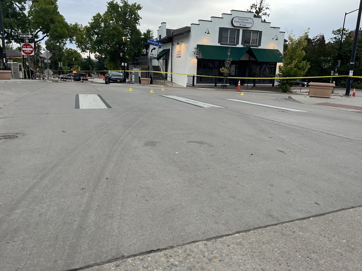 Police say officers were responding to a disturbance call nearby around 1:30 when a shots fired call came in.  The large scene stretches down Pennsylvania Avenue near 13th in Boulder.  Police say they've found three different types of shell casings, indicating 3+ guns fired