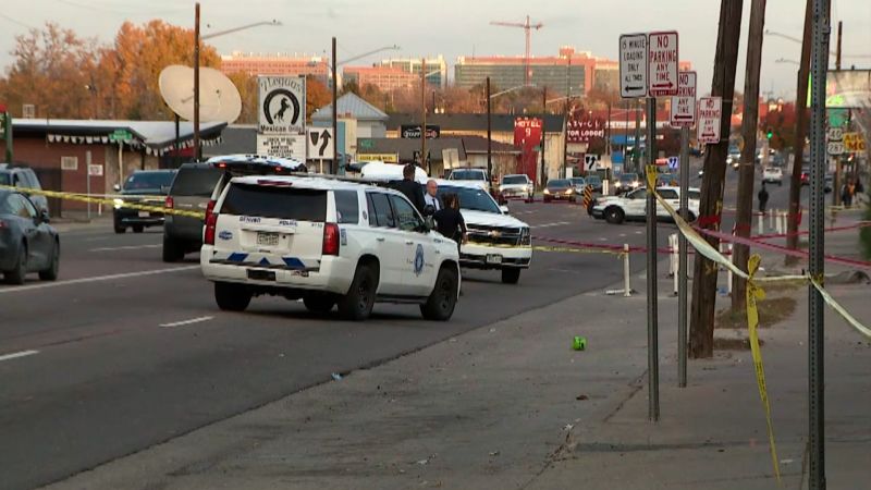1 killed and 5 others were injured in a drive-by shooting in Denver, police say. One man is dead and five other people were wounded in a drive-by shooting in broad daylight Tuesday in Denver, police said