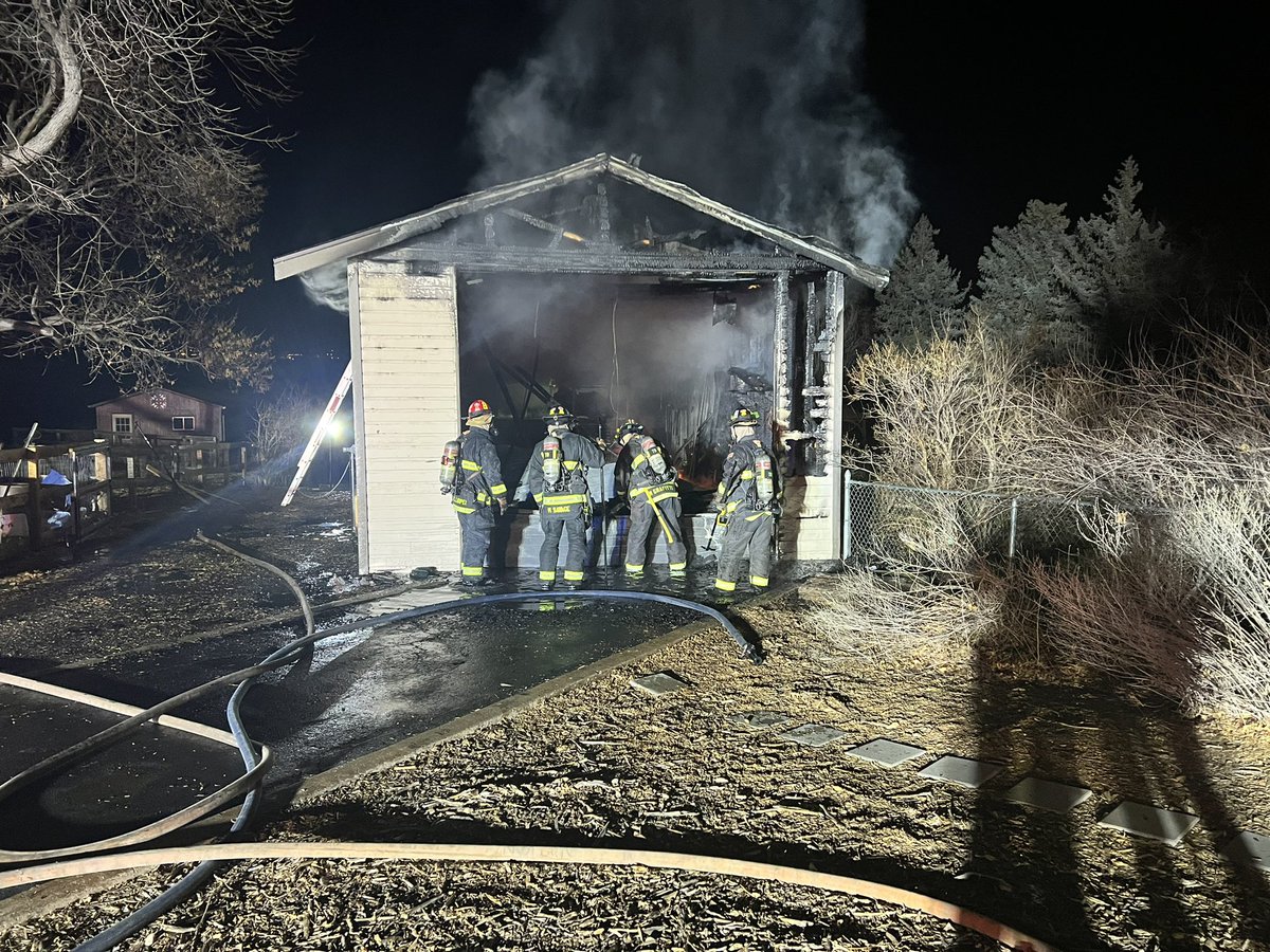 Scene of an outbuilding fire near Fox Hollow Golf Course in the 10900 blk of W. Bear Creek Drive in Jefferson County. The structure was fully involved when crews arrived on scene. There is substantial damage, cause is under investigation. No injuries