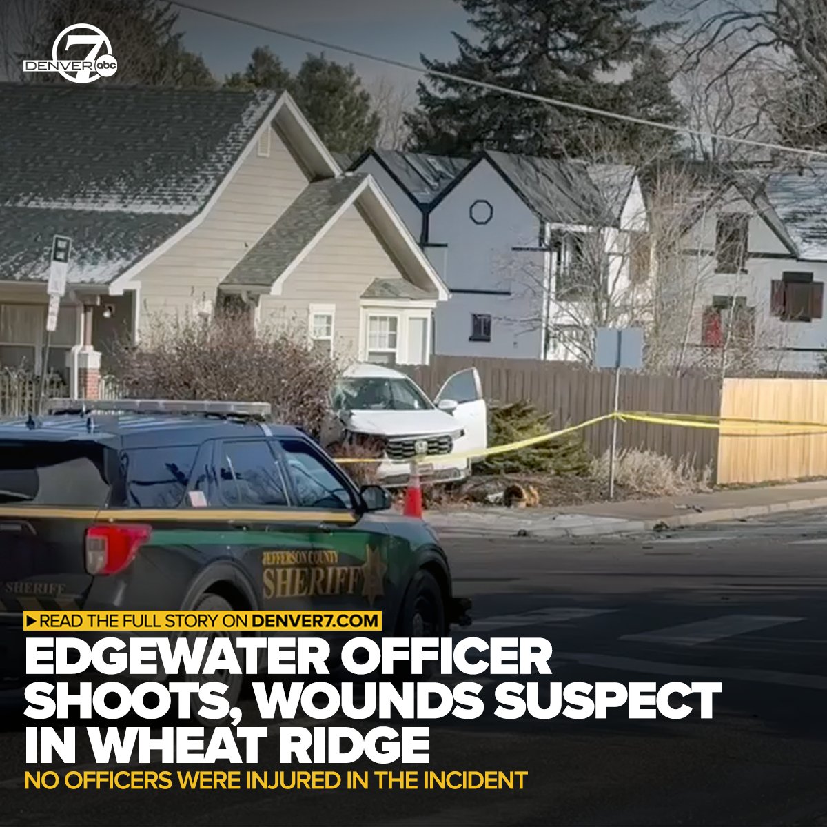 A suspect was shot and wounded by an Edgewater police officer in Wheat Ridge on Saturday, according to the Edgewater Police Department